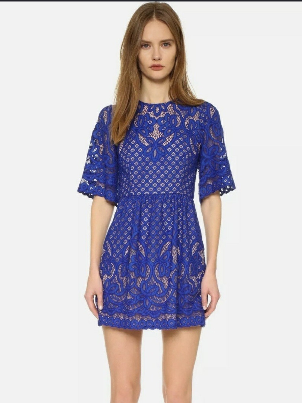 BCBG Max Azria Royal Blue Lace Cocktail Dress with Pockets|Occasionwear| 2 |